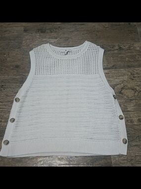 Banana Republic White Open-Knit Shell Top